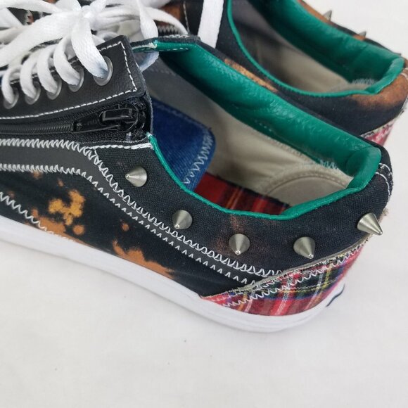 Vans Old Skool Shoes Men's 9 Women's 10.5 Zip Tartan Daze Acid Tie Dye Spikes - Picture 11 of 16